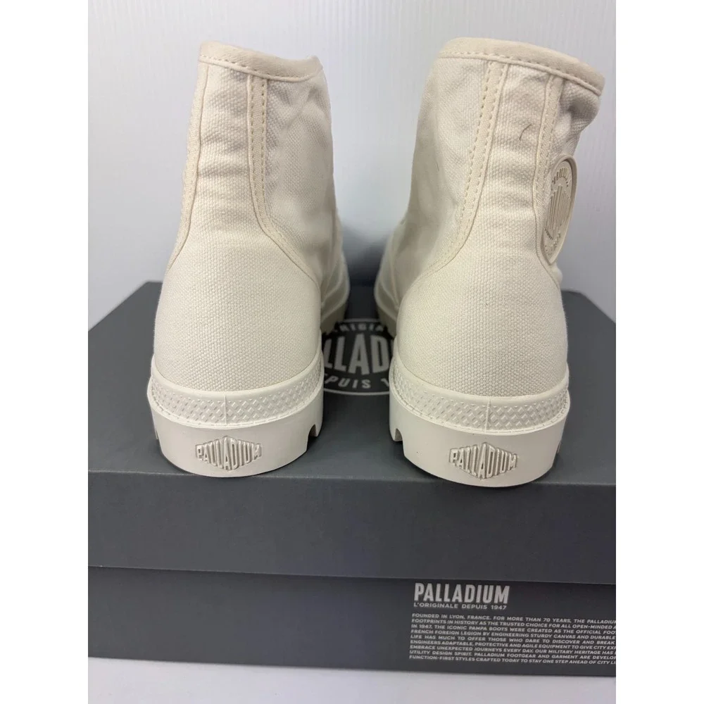 Palladium Pampa Hi Womens 11 Star White Canvas Ankle Combat Boots Lug Sole
